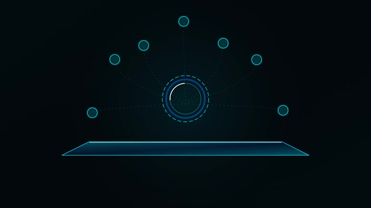 Futuristic Digital Interface with Rotating Circular Loading Element