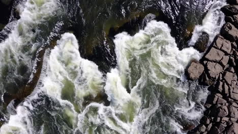 aerial view of rushing river rapids