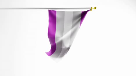 video vertical de una bandera gris-sexual que fluye contra un fondo blanco, animación en 3d