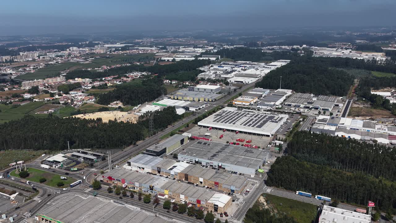Aerial view of industrial area on a sunny day