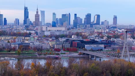 warsaw skyline at dusk