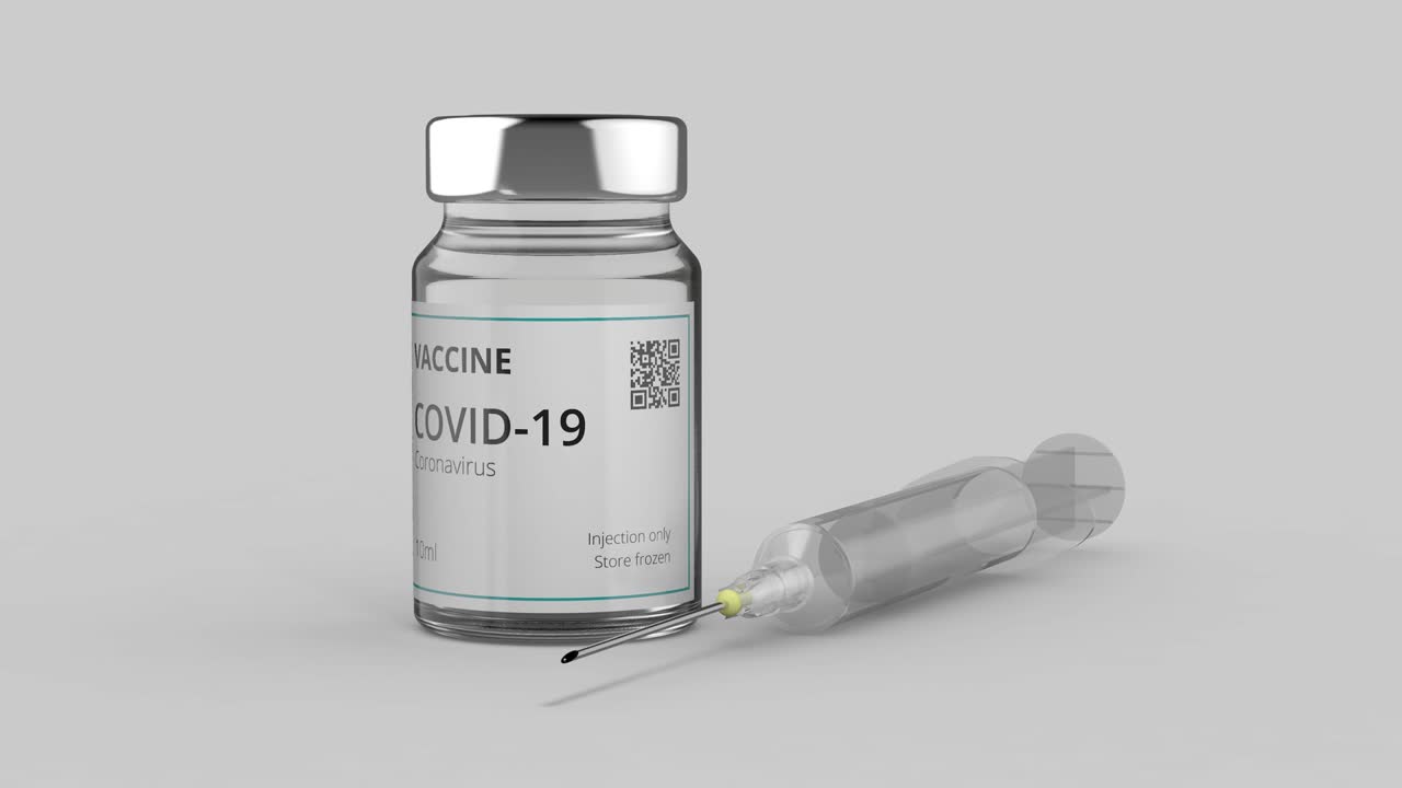 COVID-19 vaccine with needle - animated loop