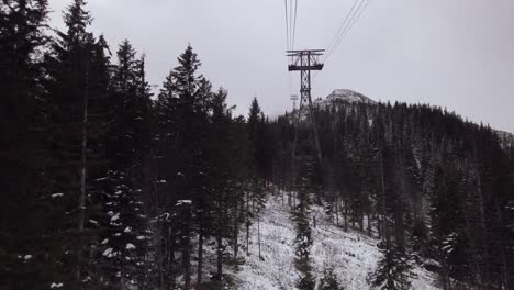 Travel-by-cable-car-to-Kasprowy-Wierch,-Tatra-mountain,-Poland-on-winter-day