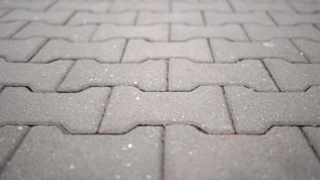 snowflakes falling on a tiled pavement in slow-motion