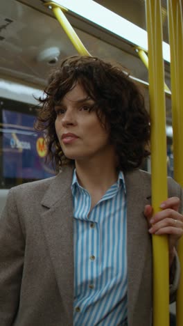 woman in subway car