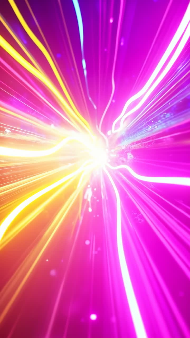 Dynamic Abstract Light Tunnel with Bright Pink and Yellow Hues