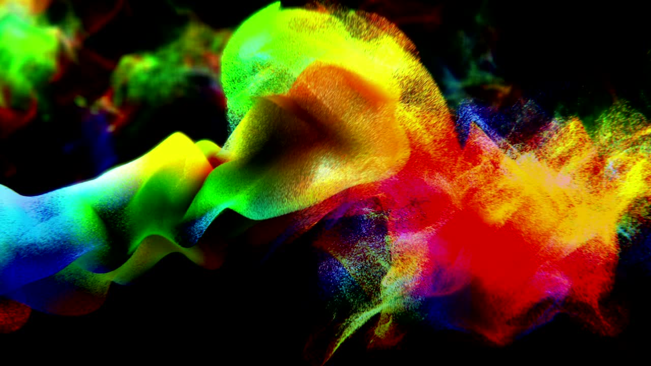 partículas de humo colorido en el aire, animación 3d abstracta, bucle