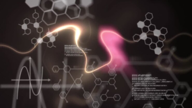 Animazione di elaborazione dati su luci su sfondo nero