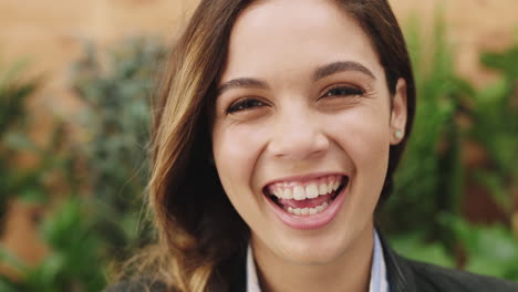 face, woman and laughing for comic attitude