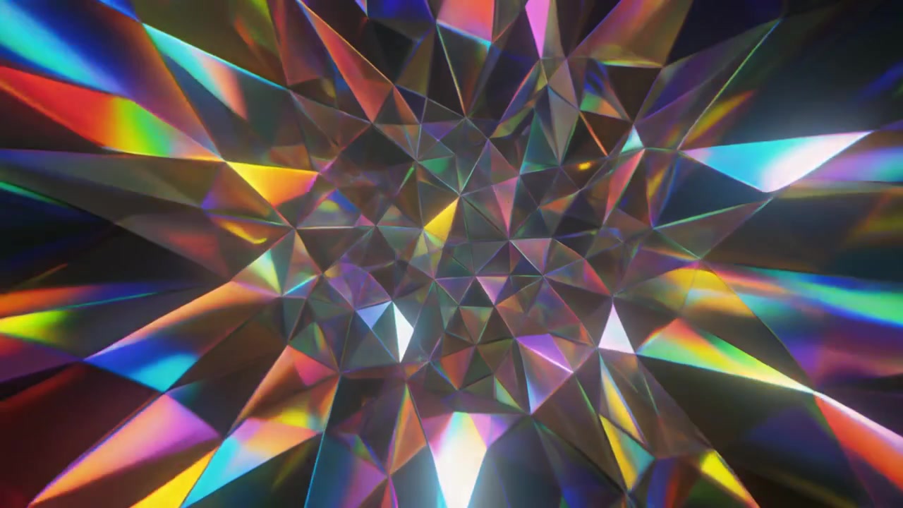 Abstrakt geometrisk prismebakgrunn med skiftende regnbue-lysrefleksjoner