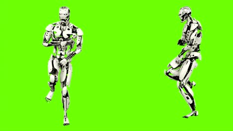 robot android is dancing hip hop. realistic looped motion on green screen background. 4k