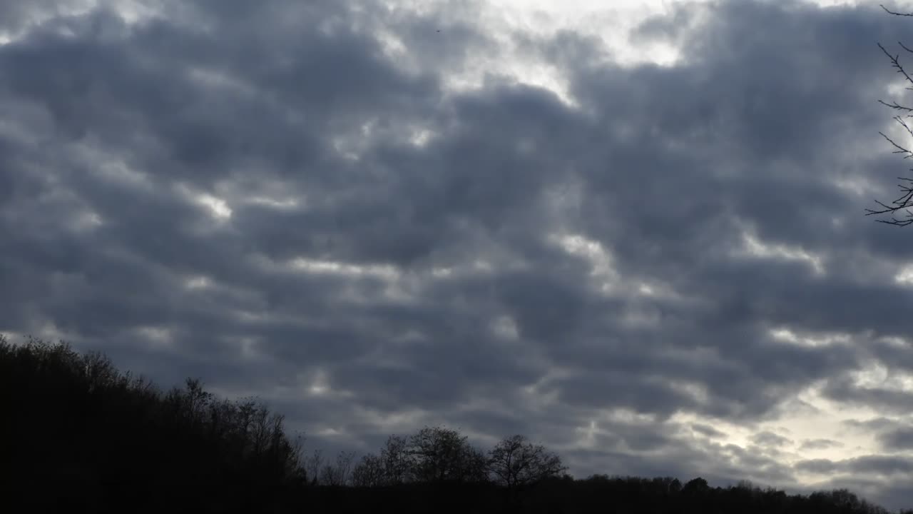 시야에 나무가 있는 구름 시간 경과