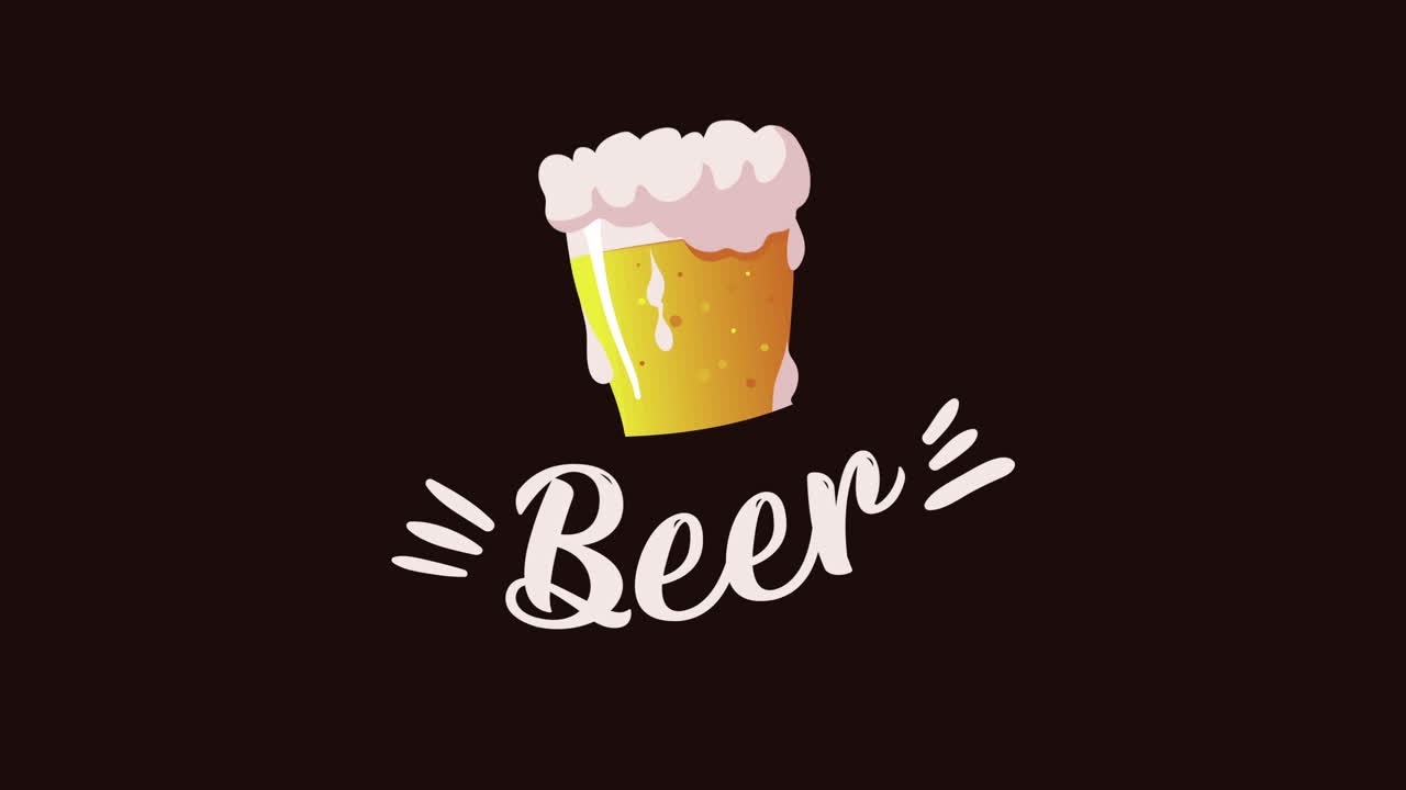 palabra de cerveza con animación de vidrio