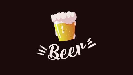 beer word with glass animation