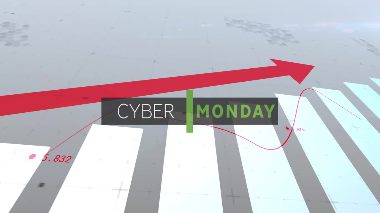 Animation of cyber monday text over statistics