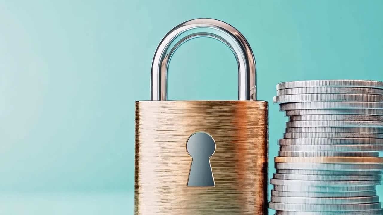 Padlock and Coins for Financial Security