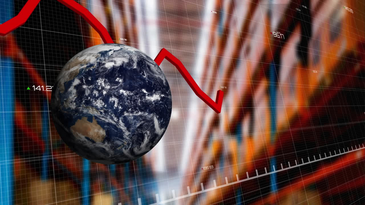 animación del globo y la línea roja sobre el almacén