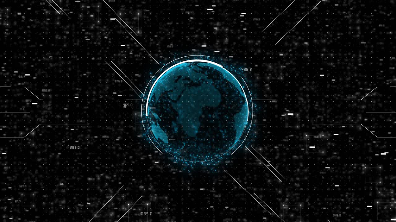 Futuristic colors scifi sphere in space cybersecurity digital technology concept polygon binary code