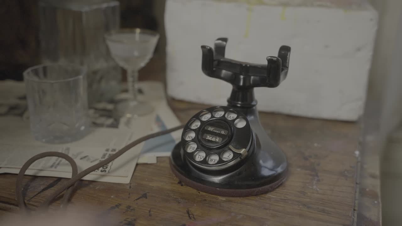 Antique rotary telephone dial plus hangup