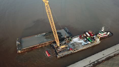 dredging operation in kewaunee harbor on lake michigan, kewaunee, wisconsin-10