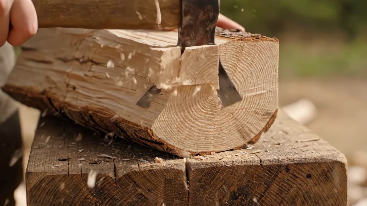 cortar leña con un hacha