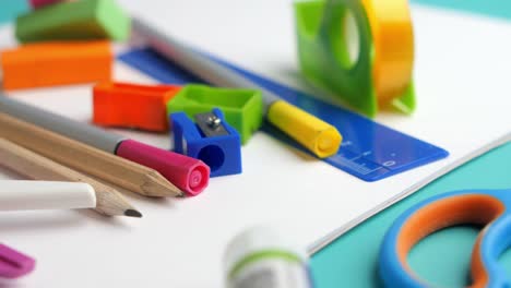 school supplies on a desk