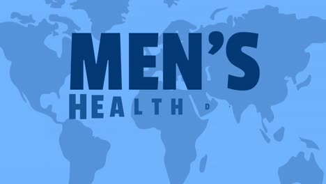 animation of mens health week text over world map