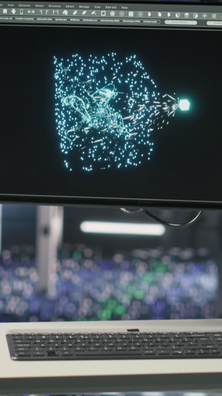 Vertical video Industrial platform workstation in automated data center doing machine learning