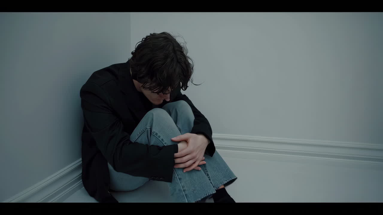 Homem Triste Sentado no Canto