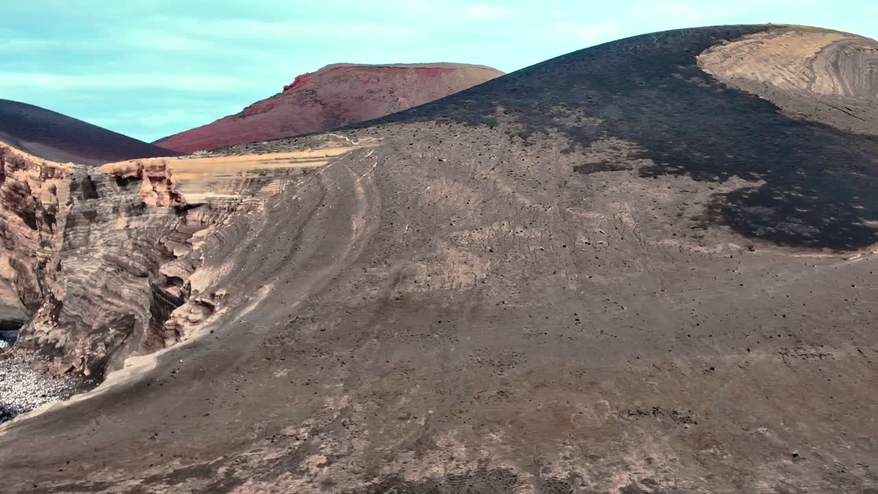 Panoramic view of the Capelinhos volcanic cone and rugged coastal cliffs on Faial Island, formed during the 1957 eruption that reshaped the Azores landscape