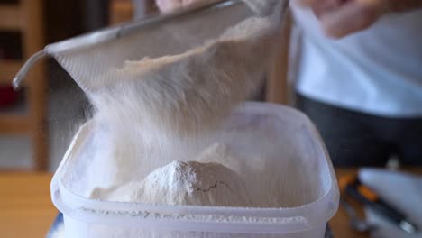 sifting flour for baking: a close-up view