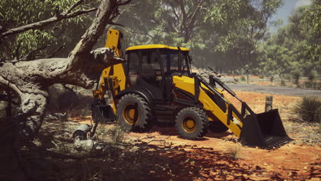 excavator tractor in bush forest