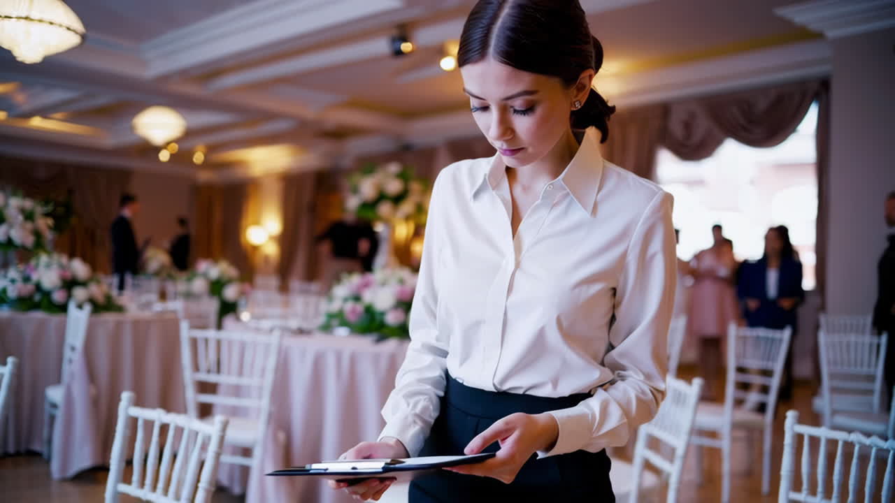 Eventplaner auf einem Hochzeitsempfang
