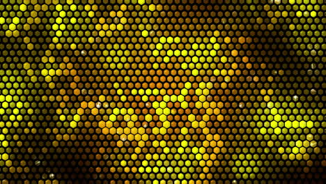 cheerful yellow honeycomb pattern background with geometric shapes. looped cartoon animation backdrop.