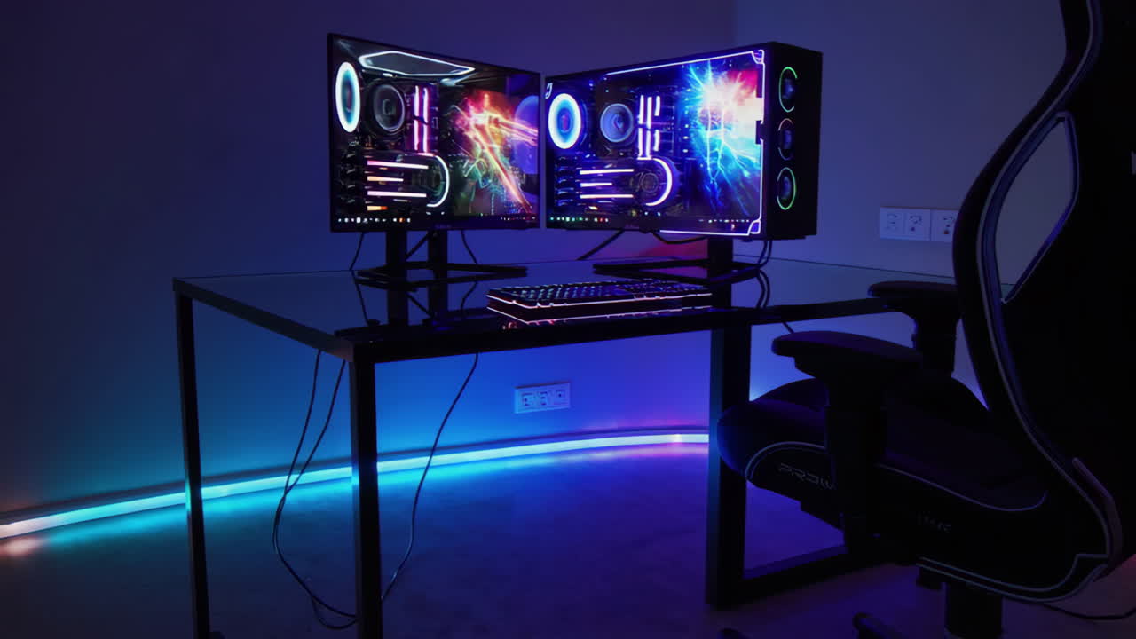 Modern Gaming PC Setup with RGB Lighting