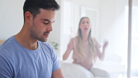 arguing, divorce and couple with stress