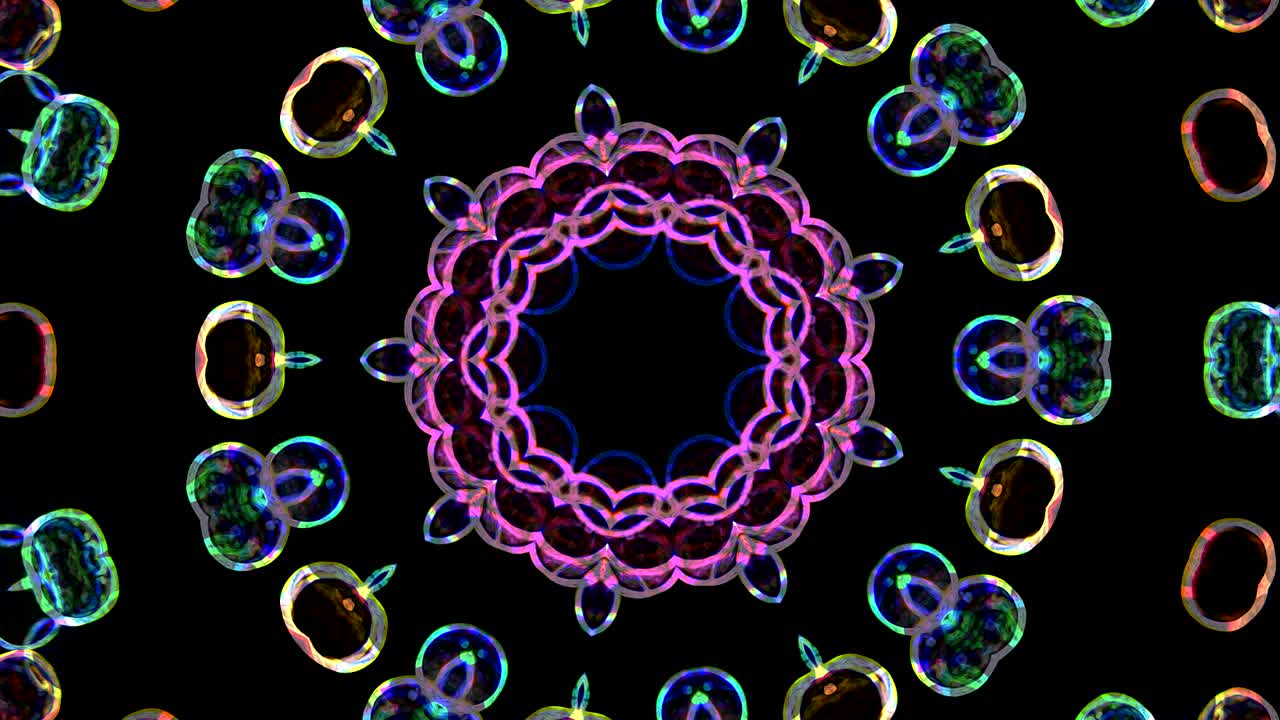 patrones de secuencia de caleidoscopio virtual, ciclo infinito o sin costuras.