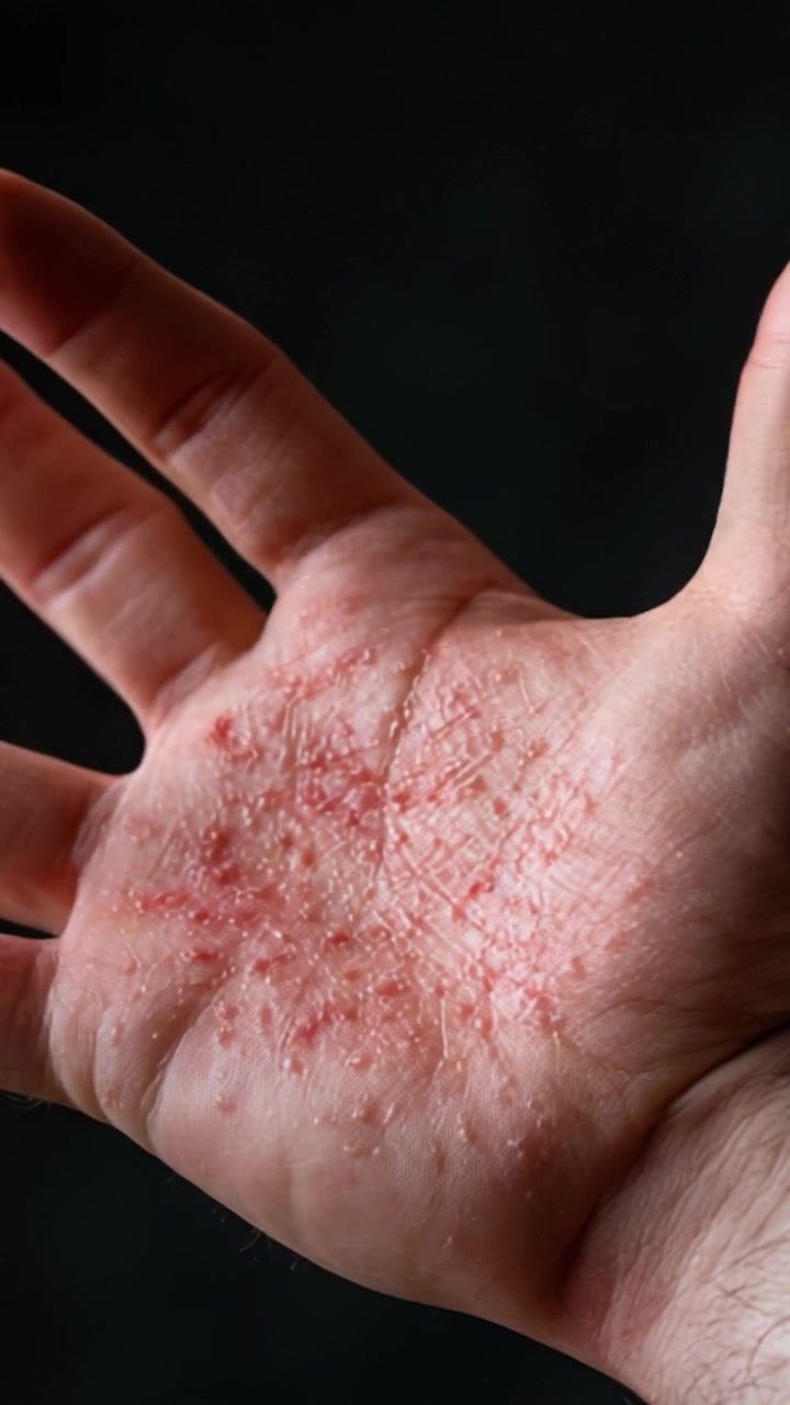 Exploring Skin Conditions: A Visual Transition from Dry and Irritated Hand to a Tightened Fist Showcasing Possible Symptoms of Dermatitis or Eczema