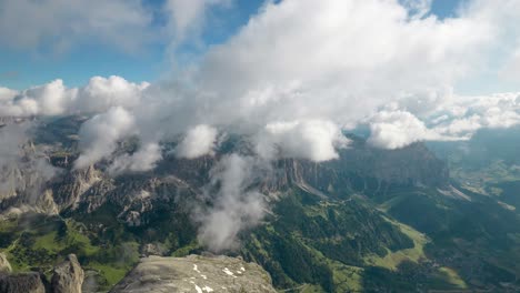 hyperlapse with moving clouds on the passo gardena in the italian dolomites - south tyrol