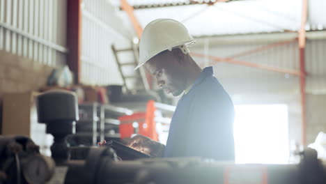 Man,-engineer-and-tablet-with-machine