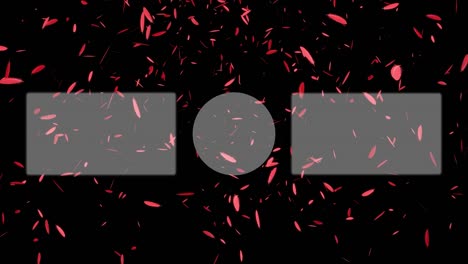 las partículas que caen de las plumas terminan la tarjeta terminan la pantalla gráficos de movimiento