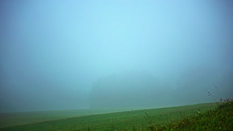 Timelapse-of-fog-moving-over-a-green-meadow-in-the-Austria-alps-at-daylight