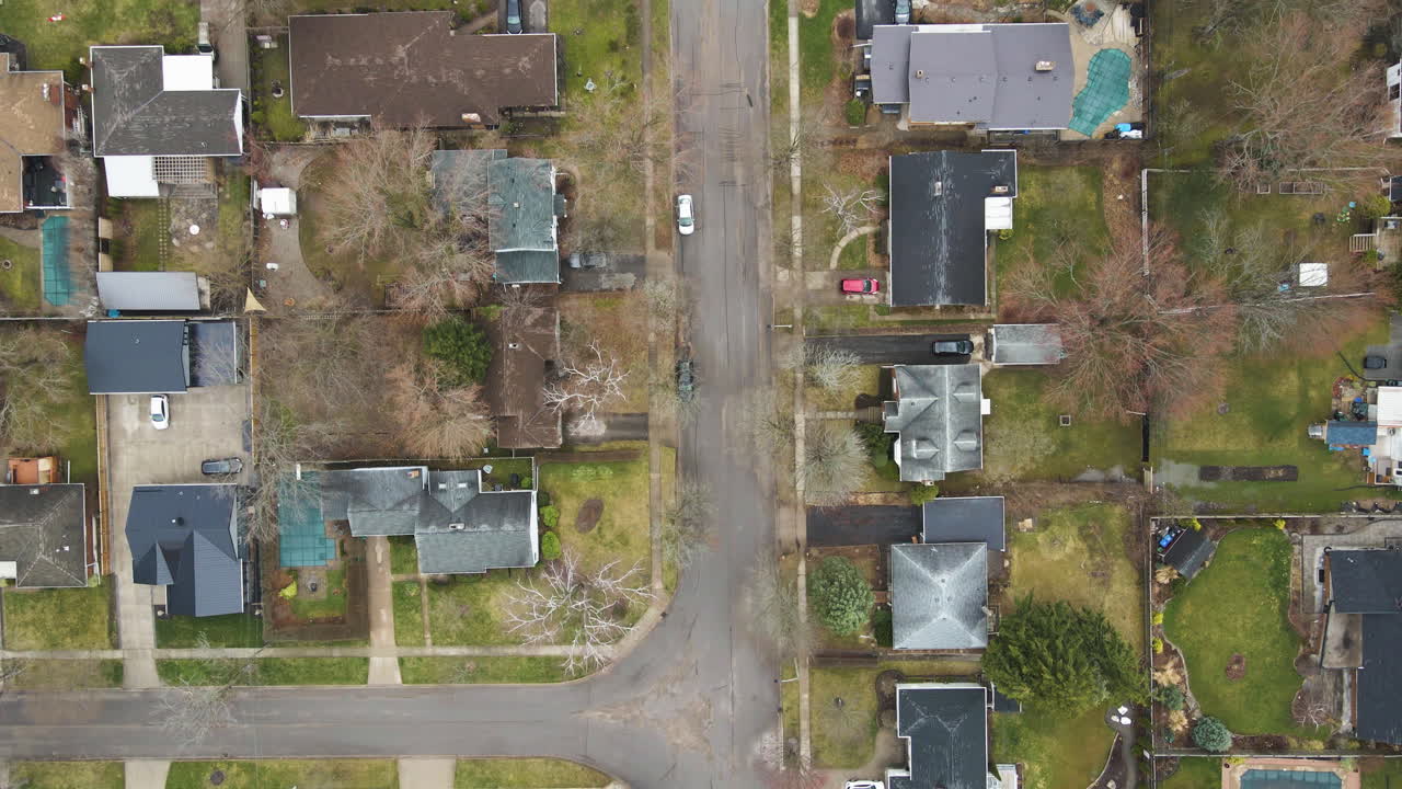 Bird's Eye View Over Residential Houses In Welland, St. Catharines, ON, Canada - Drone Shot
