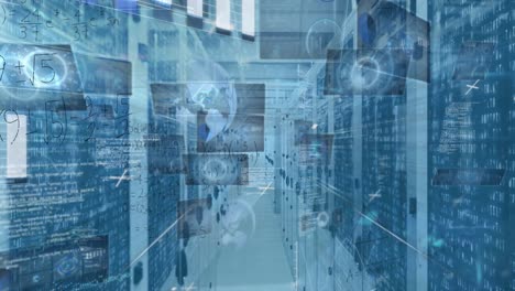 Animation-of-mathematical-equations-and-data-processing-over-server-room