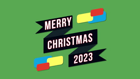 2023-and-Merry-Christmas-with-ribbon-and-colorful-shapes-on-green-gradient