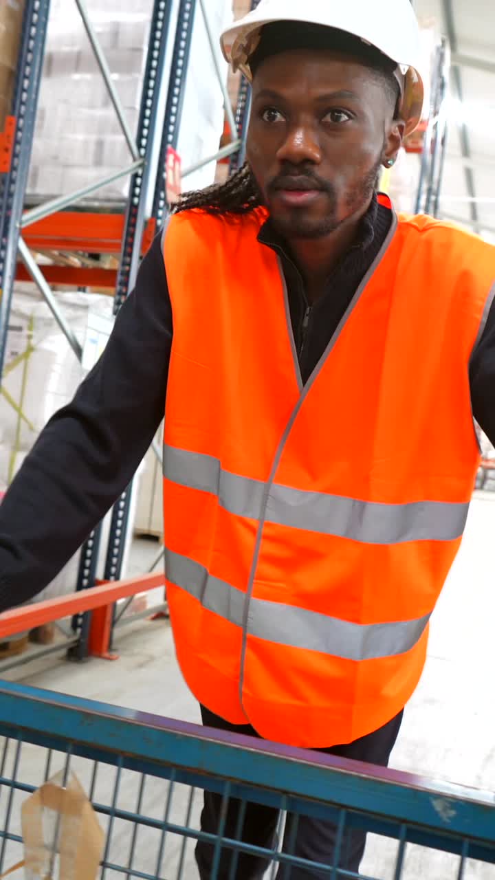 Warehouse worker in safety gear