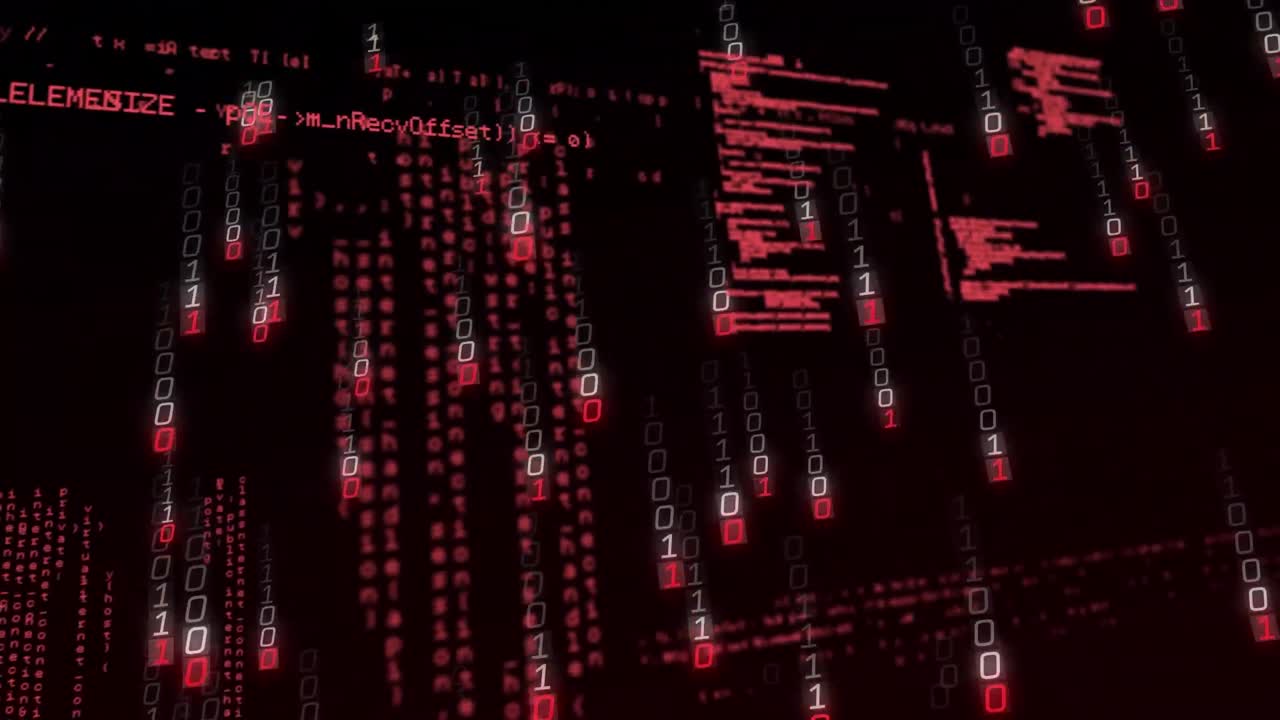 Animation of binary coding and data processing