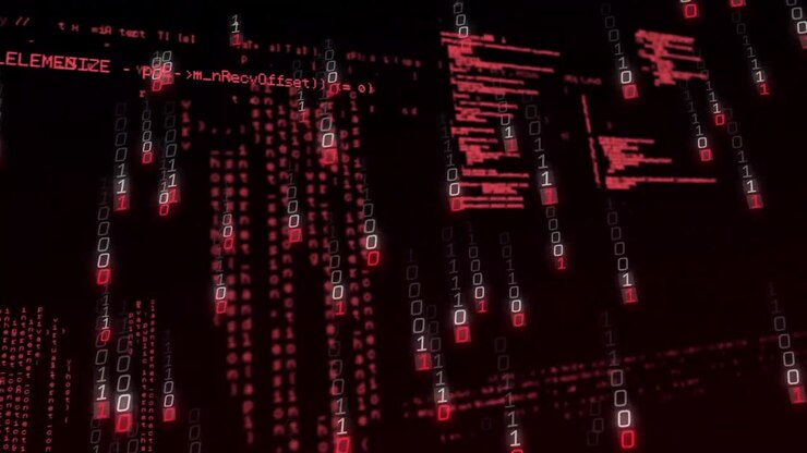Animation of binary coding and data processing