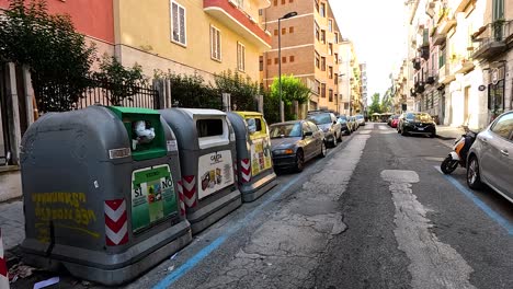 garbage bins and parked cars on a naples street