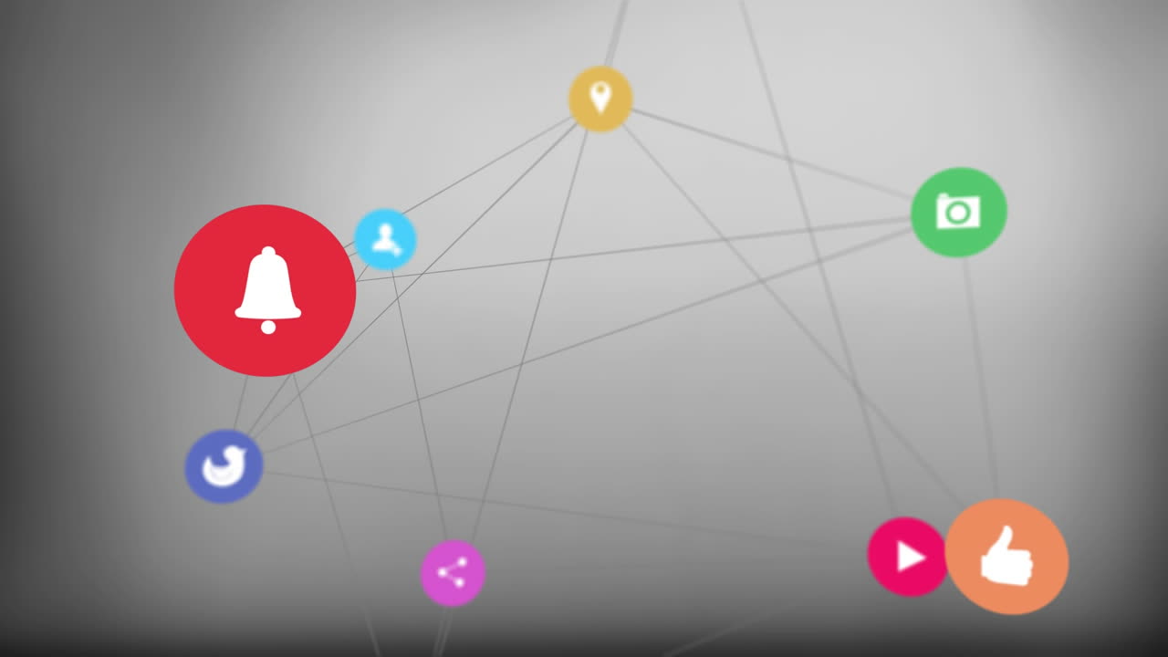 los iconos de las redes sociales se animan en un fondo de gradiente.